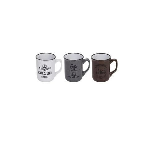 TAZAS MUGS COFFEE TIME 180 ML  SET 3