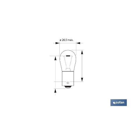 LÁMPARA COFAN P21W (BAU15S) 12V (DESCENTRADA)   CAJA 10 UNID.