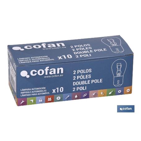 LÁMPARA COFAN 2 POLOS P21/5W (BAY15D) 12V   CAJA 10 UNID.