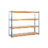 ESTANTERÍA MEDIA CARGA AZUL/NARANJA 4 BALDAS DE MADERA 2000 X 1800 X 600 MM
