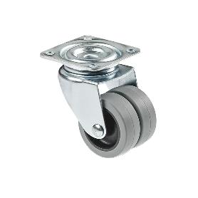 RUEDA DOBLE POLIPROPILENO PLACA Ø50MM