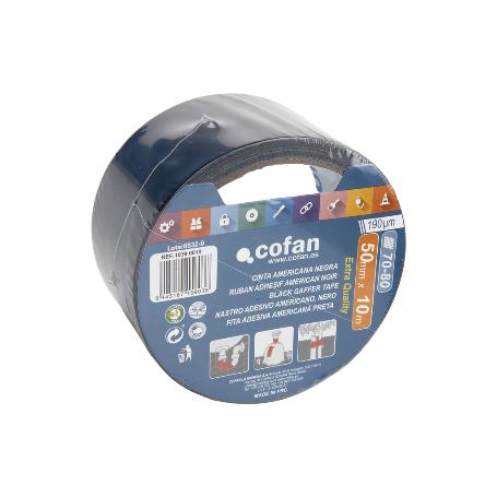 CINTA AMERICANA NEGRA 190 MICRAS 50 MM X 10 M