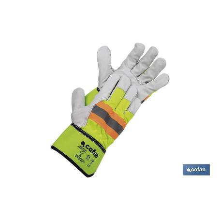 GUANTE VACUNO AMERICANO AMARILLO FLÚOR TALLA 10   CAJA 12 UNID.