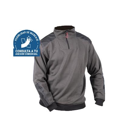 SUDADERA CUELLO CREMALLERA 280GMS/M GRIS-NEGRO T-XXL