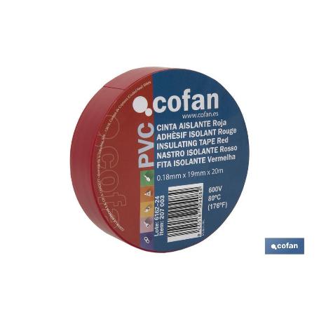 CINTA AISLANTE 180 MICRAS ROJA 19MMX20 METROS   CAJA 10 UNID.