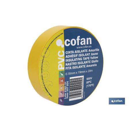 CINTA AISLANTE 180 MICRAS AMARILLA 19MMX20 METROS   CAJA 10 UNID.