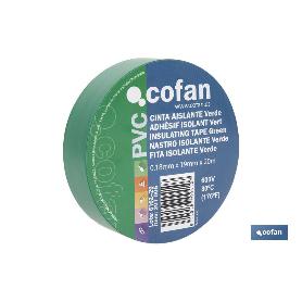 CINTA AISLANTE 180 MICRAS VERDE 19MMX20 METROS   CAJA 10 UNID.