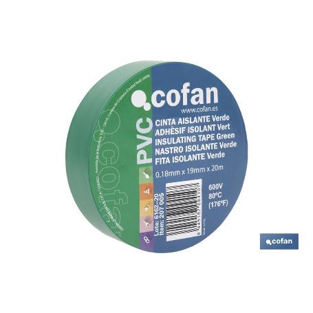 CINTA AISLANTE 180 MICRAS VERDE 19MMX20 METROS VENTA UNITARIA