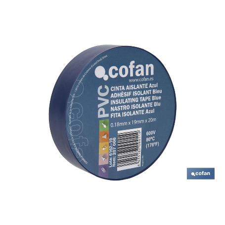 CINTA AISLANTE 180 MICRAS AZUL 19MMX20 METROS   CAJA 10 UNID.