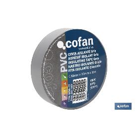 CINTA AISLANTE 180 MICRAS GRIS 19MMX20 METROS VENTA UNITARIA