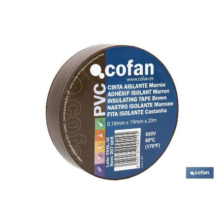 CINTA AISLANTE 180 MICRAS MARRON 19MMX20 METROS   CAJA 10 UNID.