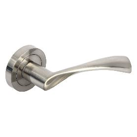 JUEGO MANIVELA ALUMINIO ROMA ROSETA REDONDA NIQUEL