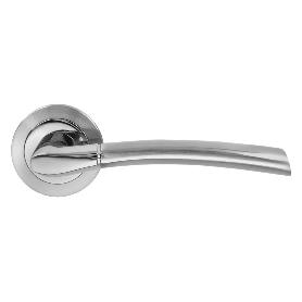 JUEGO MANIVELA ALUMINIO MOSCÚ ROSETA REDONDA NIQUEL