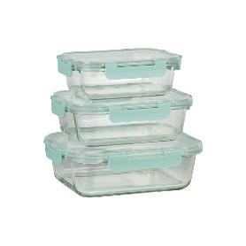 SET DE 3 RECIPIENTES DE BOROSILICATO MODELO AGATHA 640 ML -1040 ML-1520 ML