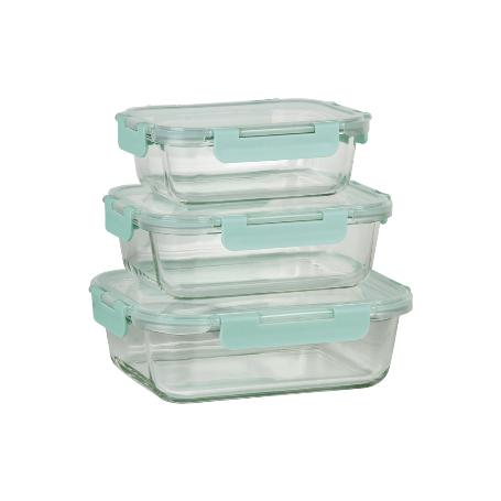 SET DE 3 RECIPIENTES DE BOROSILICATO MODELO AGATHA 640 ML -1040 ML-1520 ML