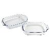 SET DE 2 FUENTES OVALADAS ANCHAS DE VIDRIO BOROSILICATO MODELO BARITINA 2700 ML - 3800 ML