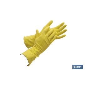 GUANTE AMARILLO LATEX FLOCADO T 9   CAJA 12 UNID.