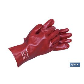 GUANTE PVC ESTANCO ROJO DE 27 CMS.   CAJA 12 UNID.