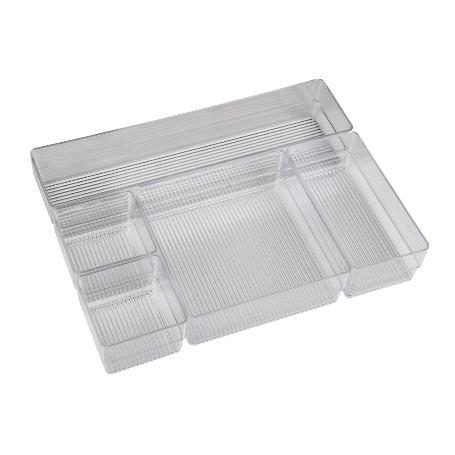SET ORGANIZADOR COSMETIC 30X23X8CM TRANSPARENTE   CAJA 6 UNID.