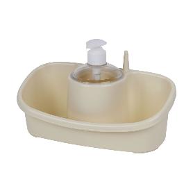 ESTROPAJERO CON DOSIFICADOR BEIGE 26X13X16.5CM   CAJA 6 UNID.