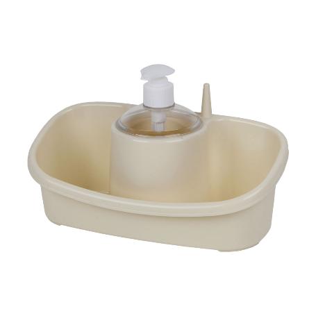 ESTROPAJERO CON DOSIFICADOR BEIGE 26X13X16.5CM VENTA UNITARIA