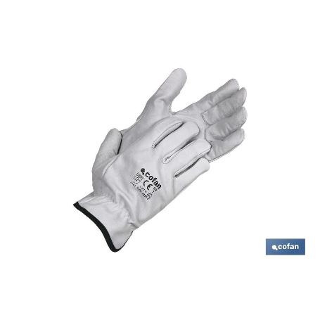 GUANTES PIEL VACUNO GRIS T-10   CAJA 12 UNID.