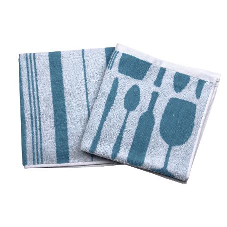 PACK 2 PAÑOS COCINA 50X50 AZUL