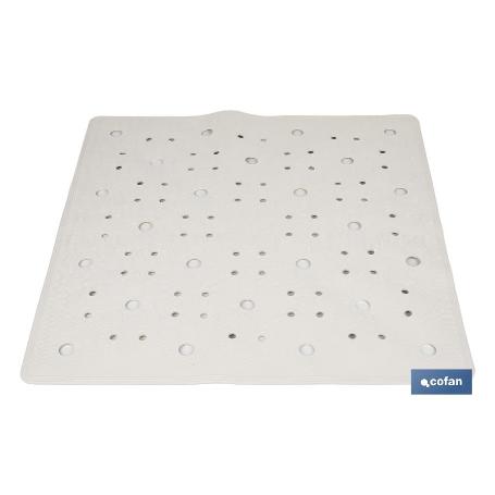 ALFOMBRA ANTIDESLIZANTE CON VENTOSAS  BAÑERA/DUCHA BLANCO 53 X 53 CM