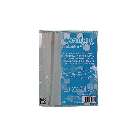 CORTINA DE BAÑO HEXAGONOS POLIÉSTER 220X200