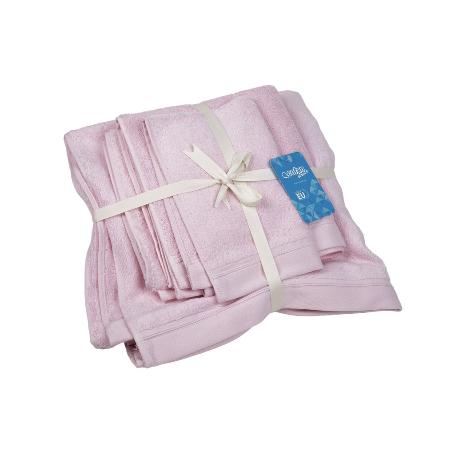 JUEGO DE 3 TOALLAS ROSA CLARO 580 G/M2 GAMA FLOR 30X50  50X100  70X140 CM