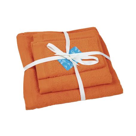 JUEGO DE 3 TOALLAS NARANJA 580 G/M2  GAMA AMANECER 30X50  50X100  70X140 CM