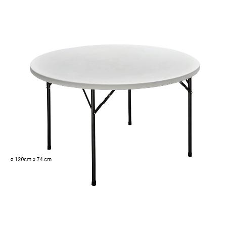MESA REDONDA PLEGABLE BLANCA 120X74CM