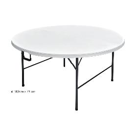 MESA REDONDA PLEGABLE BLANCA 180X74CM