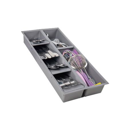 ORGANIZADOR PARA CAJON CON SEPARADORES COLOR GRIS 20 X 45 X 6.5 CM