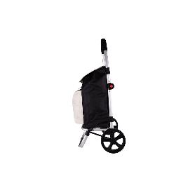CARRO DE LA COMPRA NEGRO Y BEIGE PLEGABLE DE ALUMINIO CON 2 RUEDAS GRANDES 43 L