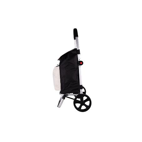 CARRO DE LA COMPRA NEGRO Y BEIGE PLEGABLE DE ALUMINIO CON 2 RUEDAS GRANDES 43 L