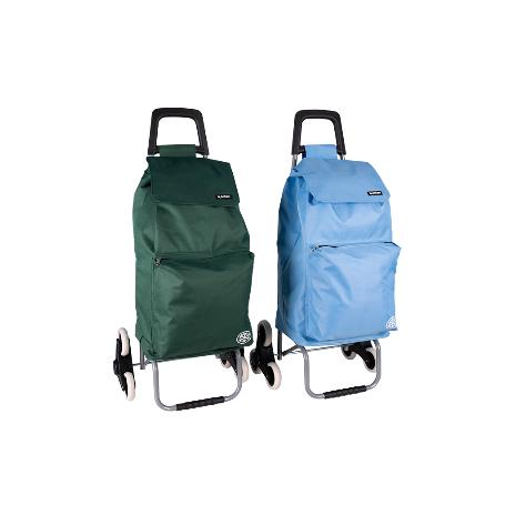 CARRO DE LA COMPRA AZUL PLEGABLE DE HIERRO CON 6 RUEDAS SUBE ESCALERAS 42 L