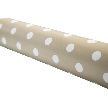 ROLLO DE MANTEL ANTIMANCHAS DE LUNARES BEIGE 1,40 X 20 M