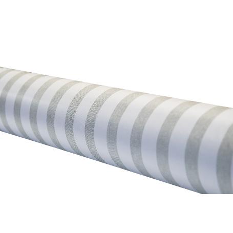 ROLLO DE MANTEL ANTIMANCHAS DE RAYAS BEIGE Y BLANCO 1,40 X 20 M