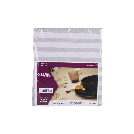 MANTEL ANTIMANCHAS RAYAS BEIGE Y BLANCAS   1,40 X 2,50