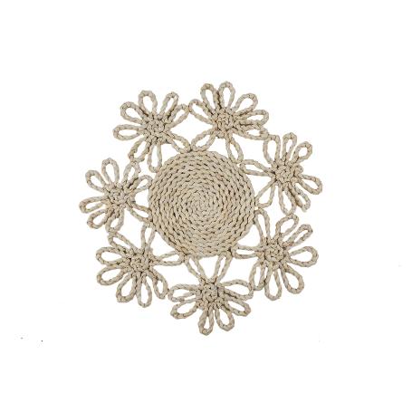 BAJOPLATO FORMA FLOR  FIBRA NATURAL MEDIDA 35 CM   CAJA 6 UNID.