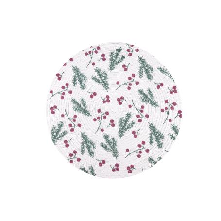 BAJOPLATO REDONDO ESTAMPADO HOJAS  MEDIDA 38 CM   CAJA 6 UNID.