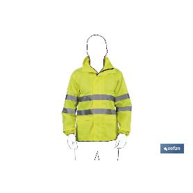 CHAQUETA DE LLUVIA DE ALTA VISIBILIDAD MODELO PÓLUX AMARILLA TALLA L