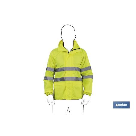 CHAQUETA DE LLUVIA DE ALTA VISIBILIDAD MODELO PÓLUX AMARILLA TALLA L