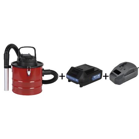 PACK DE ASPIRADOR DE CENIZAS, BATERÍA 1.5 AH Y CARGADOR