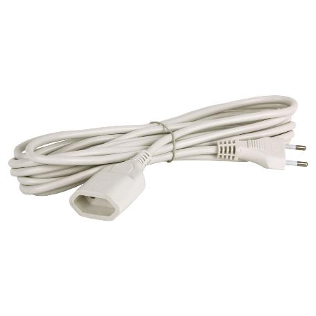 PROLONGADOR BIPOLAR 10A250V ESPIGAØ4 CABLE 5M BLANCO