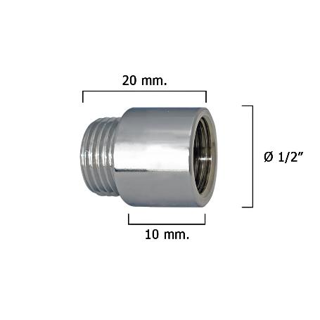 ALARGADERA REDONDA CROMO  1/2 X 10