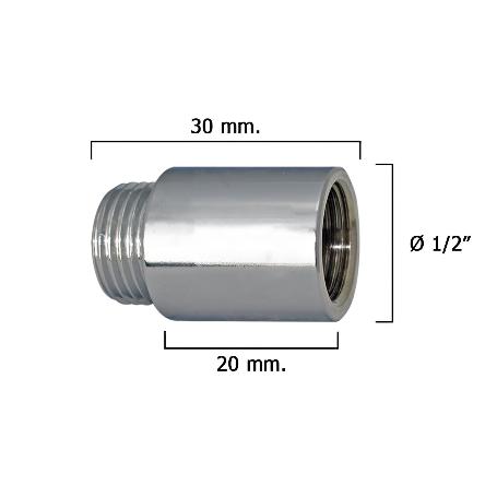 ALARGADERA REDONDA CROMO  1/2 X 20