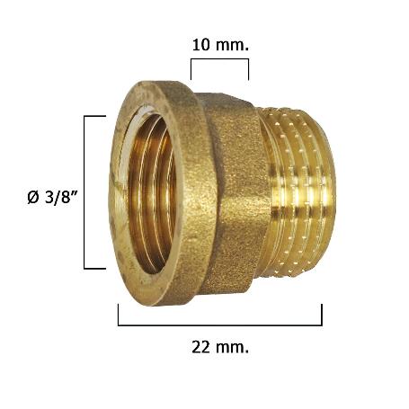 ALARGADERA HEXAGONAL PULIDA 3/8X10