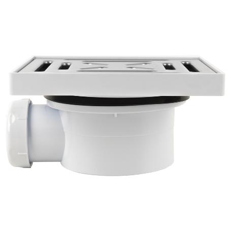 VÁLVULA SIFÓNICA SUMIDERO 146X146 MM CON SALIDA Ø32-40 Y TAPA ACERO INOX.